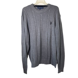 US Polo Assn. Men’s XL Grey CableKnit Crew Neck Pullover Sweater
